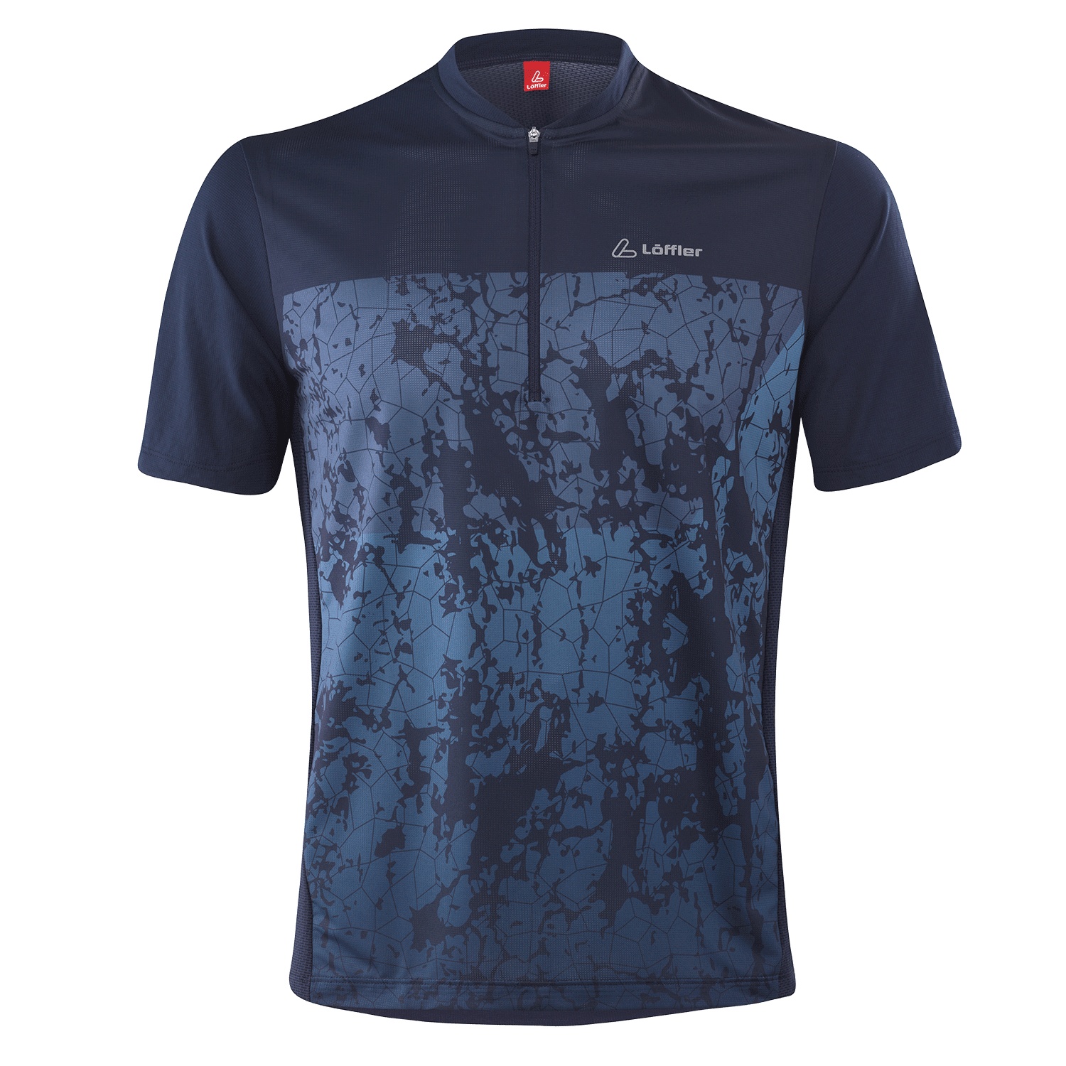 L Ffler Shady Half Zip Fiets T Shirt Heren Donkerblauw Bike