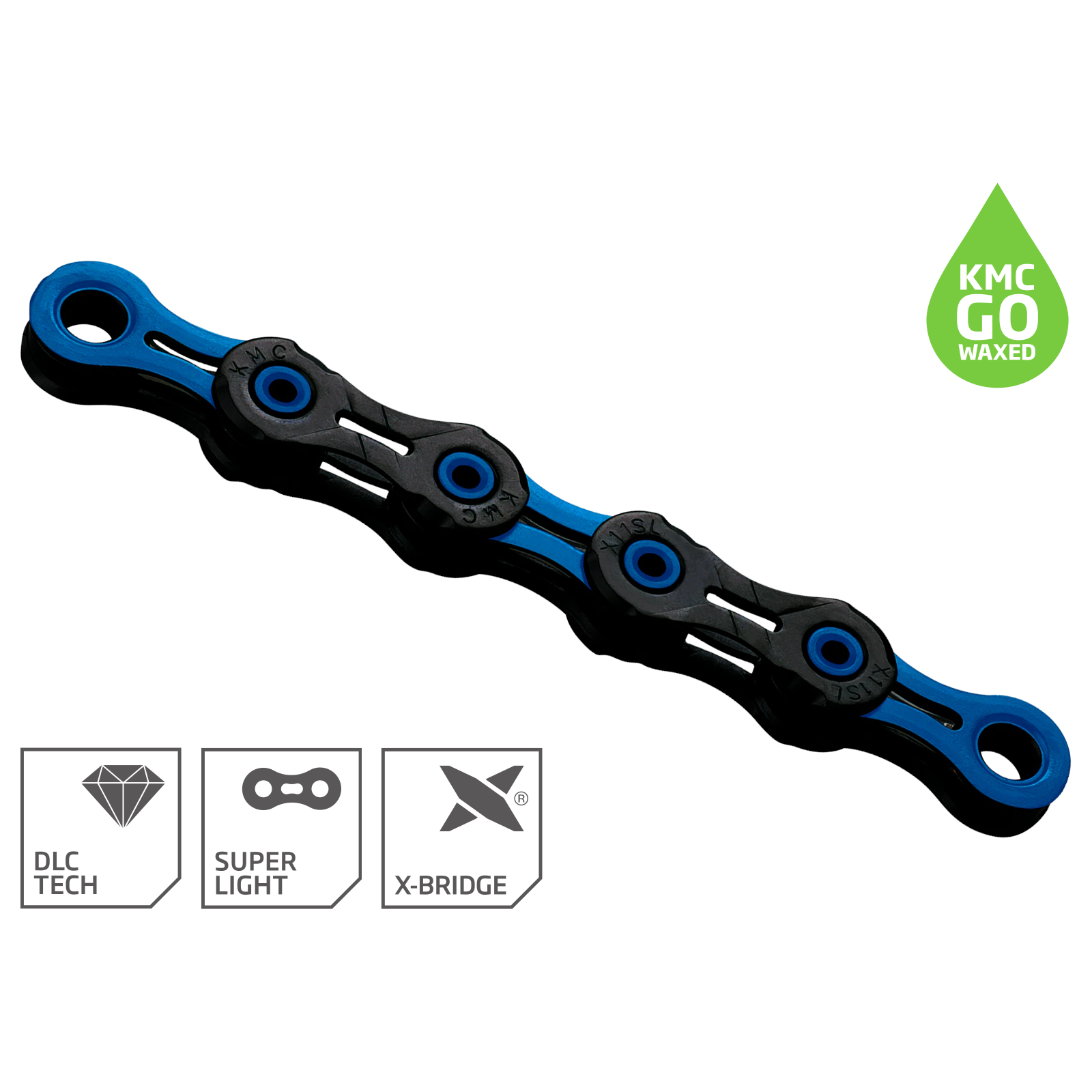 Kmc Dlc Chain Waxed Speed Black Blue Bike