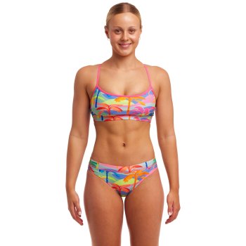 Funkita Swim Crop Eco Bikini Top Damen Poka Palm Bike