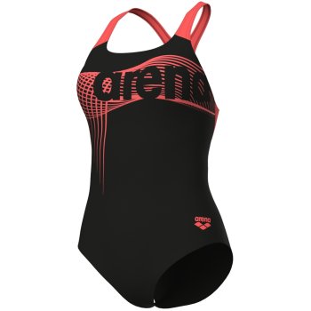 Arena Feel Wake Swim Pro Back Badeanzug Damen Schwarz Calypso Coral