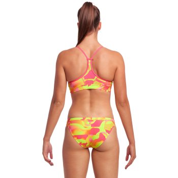 Funkita Swim Crop Bikini Top Damen Pinged Pink Bike