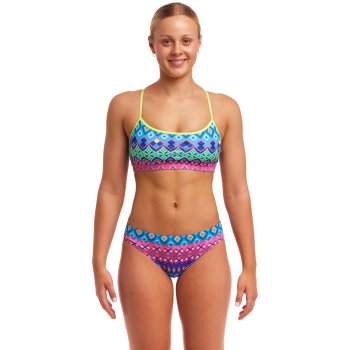 Funkita Swim Crop Bikini Top Damen Kris Kringle Bike