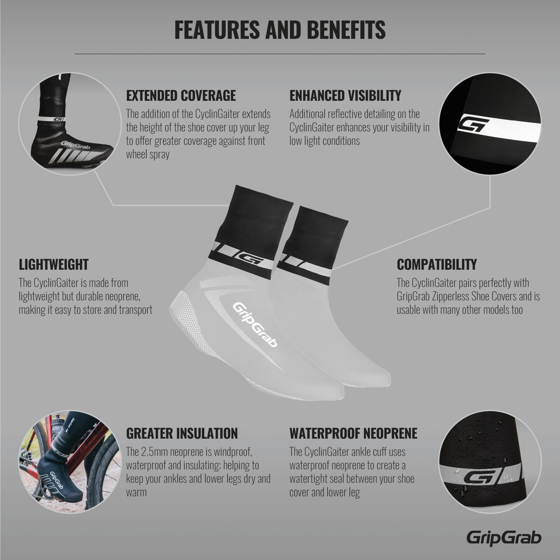 GripGrab Couvre-Chaussures Imperméables Hiver MTB/CX Arctic X - Black -  BIKE24