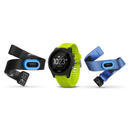 Produktbild von Garmin Forerunner 935 Triathlon-Bundle - GPS Smartwatch mit HRM-Tri und HRM-Swim - schwarz / gelb - 010-01746-06
