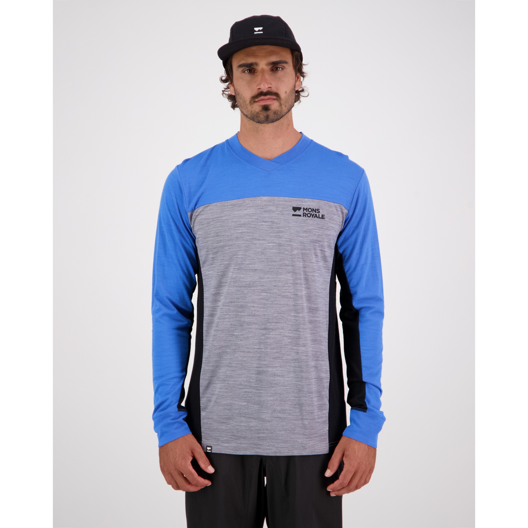 Mons Royale Redwood Merino Air-Con V Longsleeve Men - blue gravel