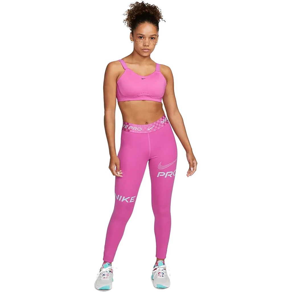 Womens Nike Pro Dri Fit Leggings Pink Fuschia Black Drawstring