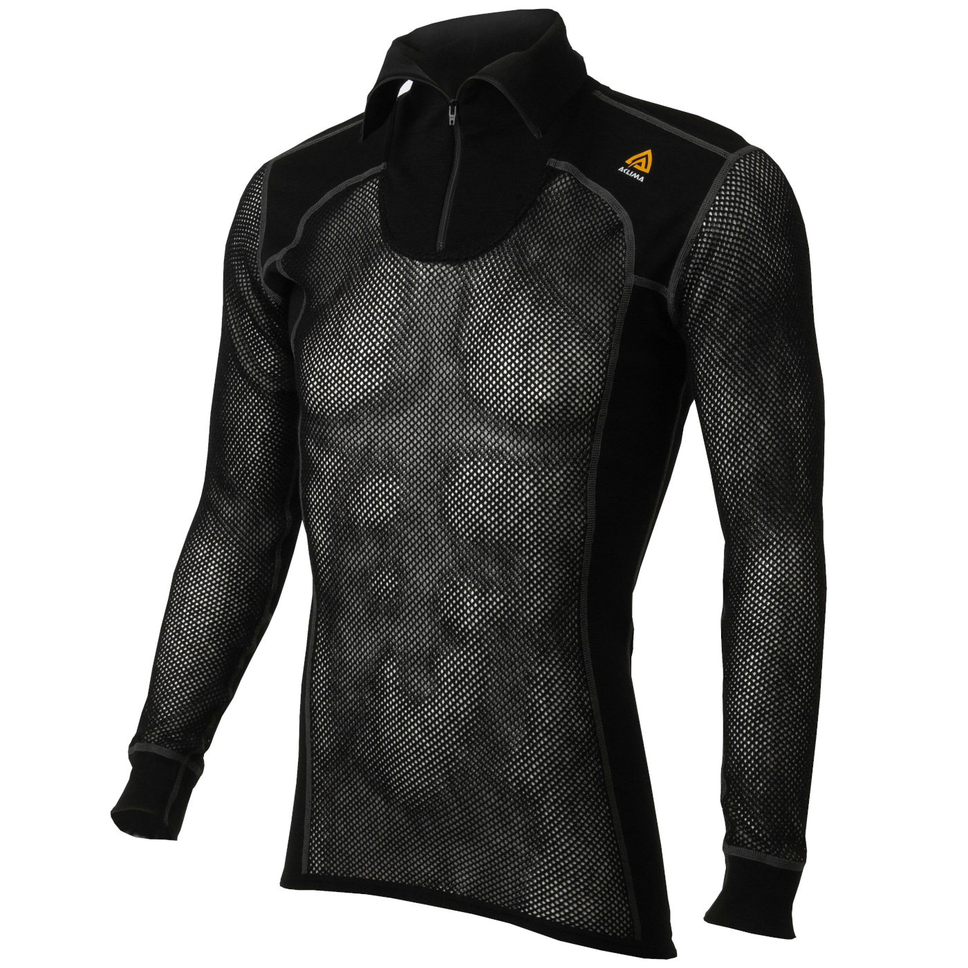 Image of Aclima Woolnet Poloshirt with Zip - jet black
