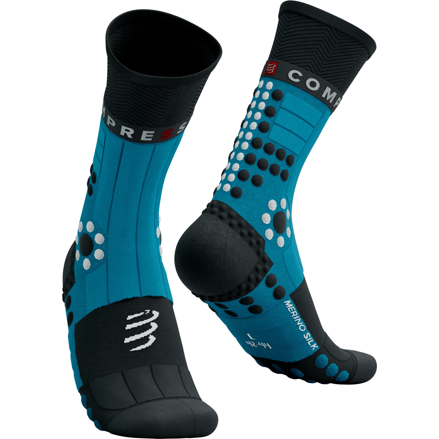 Picture of Compressport Pro Racing Compression Socks Winter Trail - mosaic blue/black