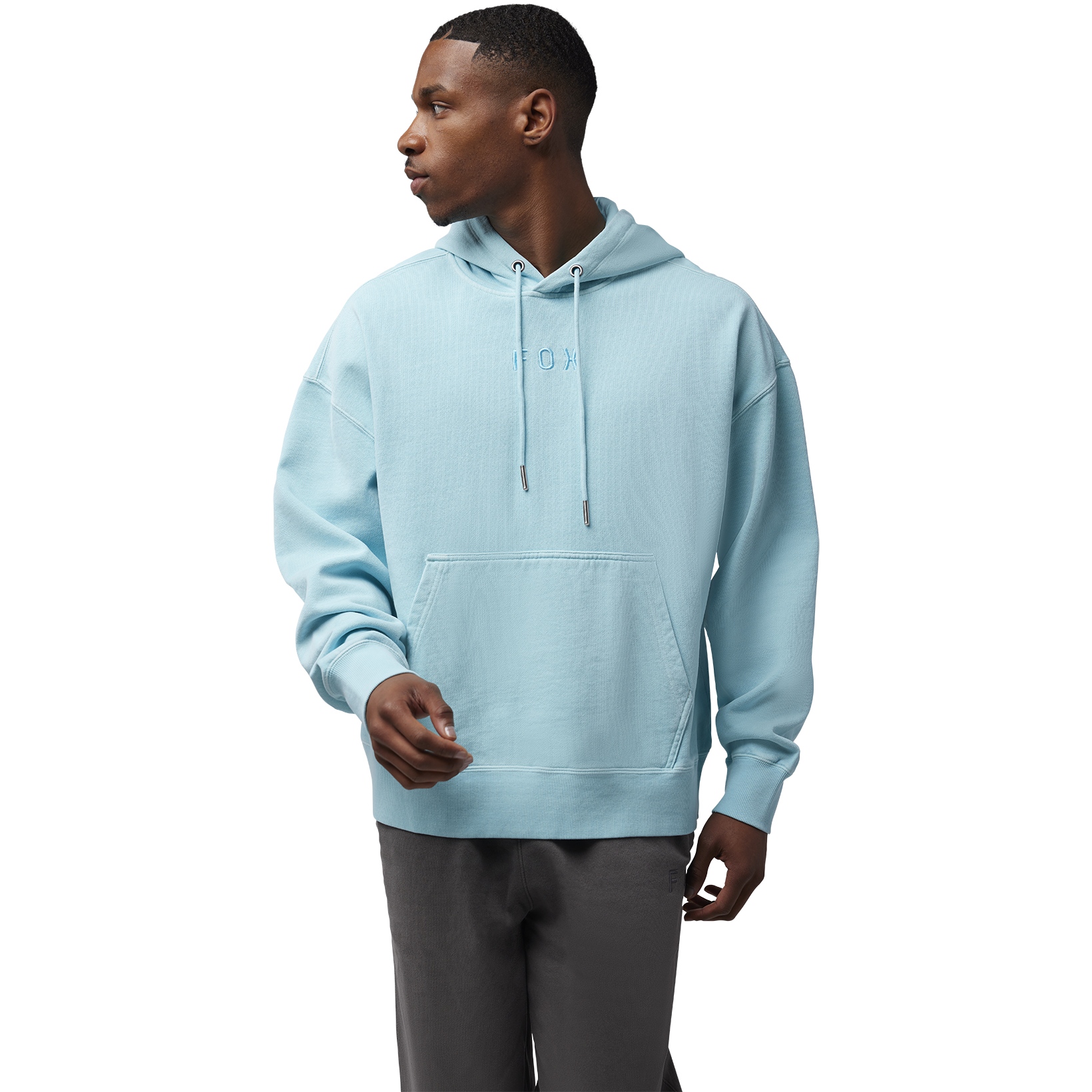 FOX Wordmark Oversized Fleece Hoodie Men light blue BIKE24