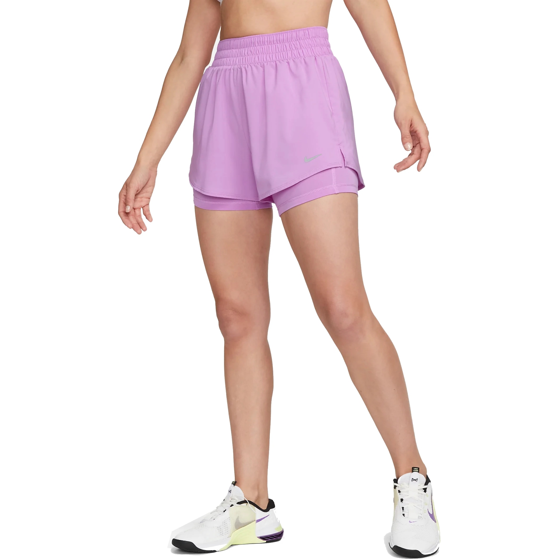 Nike Dri-FIT One High-Waisted 3 2-in-1 Shorts Women - rush  fuchsia/reflective silver DX6016-532