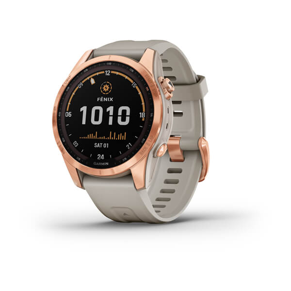 Produktbild von Garmin fenix 7S Solar GPS Smartwatch - roségold/beige