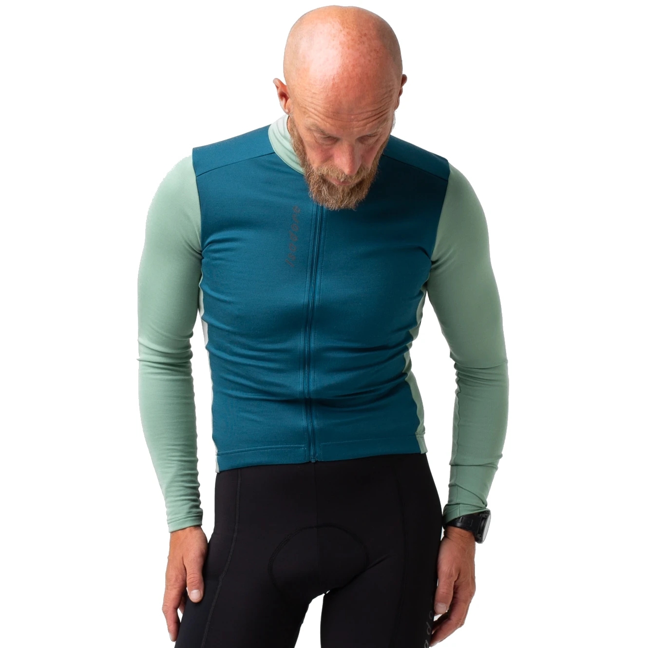 Picture of Isadore Patchwork Thermal Long Sleeve Jersey Men - Blue Coral / Creme de Menthe