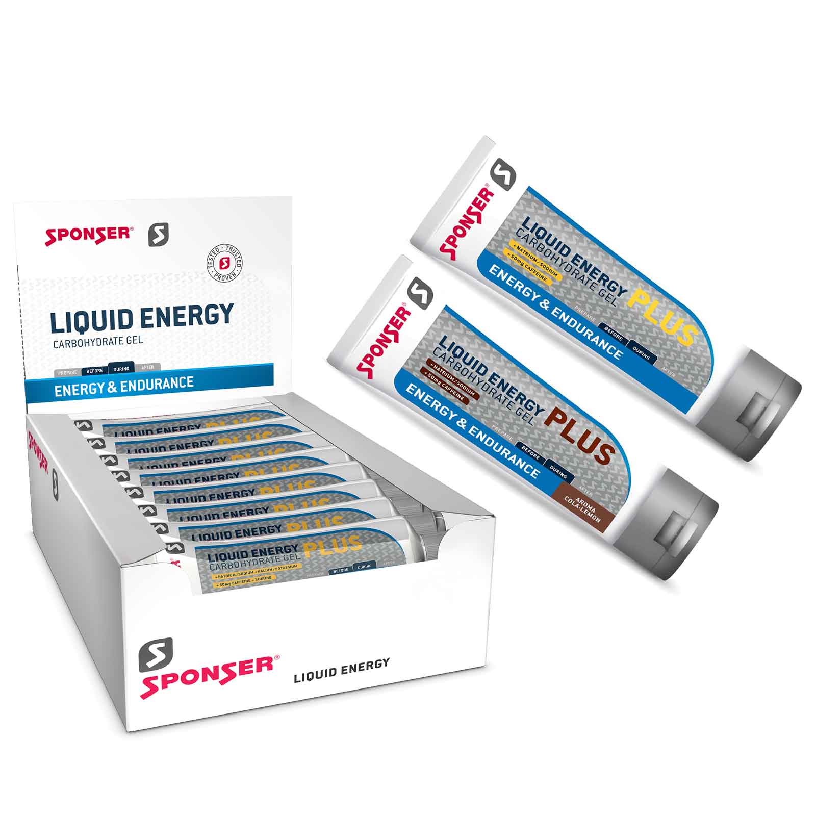 Productfoto van SPONSER Liquid Energy Plus - Koolhydraat Gel + Cafeïne - Tube - 18x70g