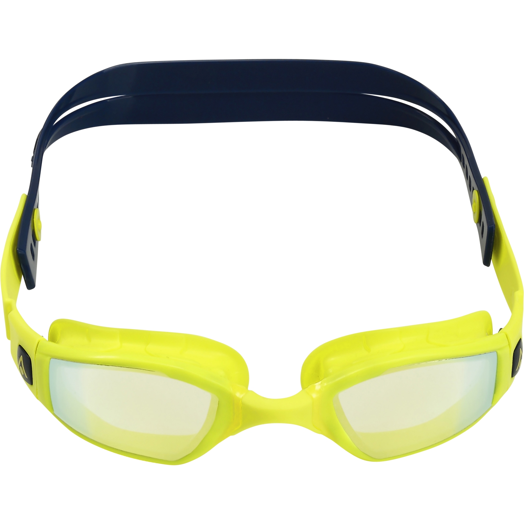 Image of AQUASPHERE Ninja.A Swim Goggles - Yellow Titanium Mirrored - Bright Yellow/Navy Blue