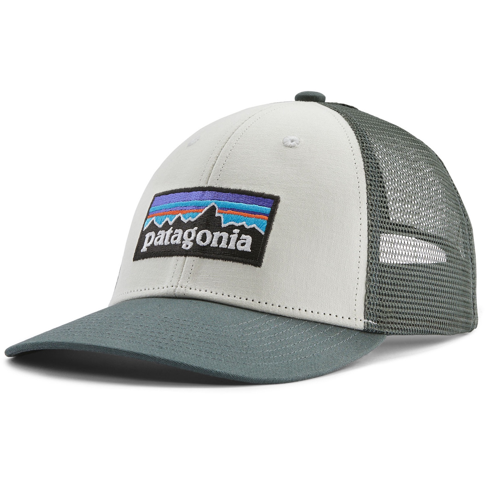 Produktbild von Patagonia P-6 Logo LoPro Trucker Cap - White w/Nouveau Green