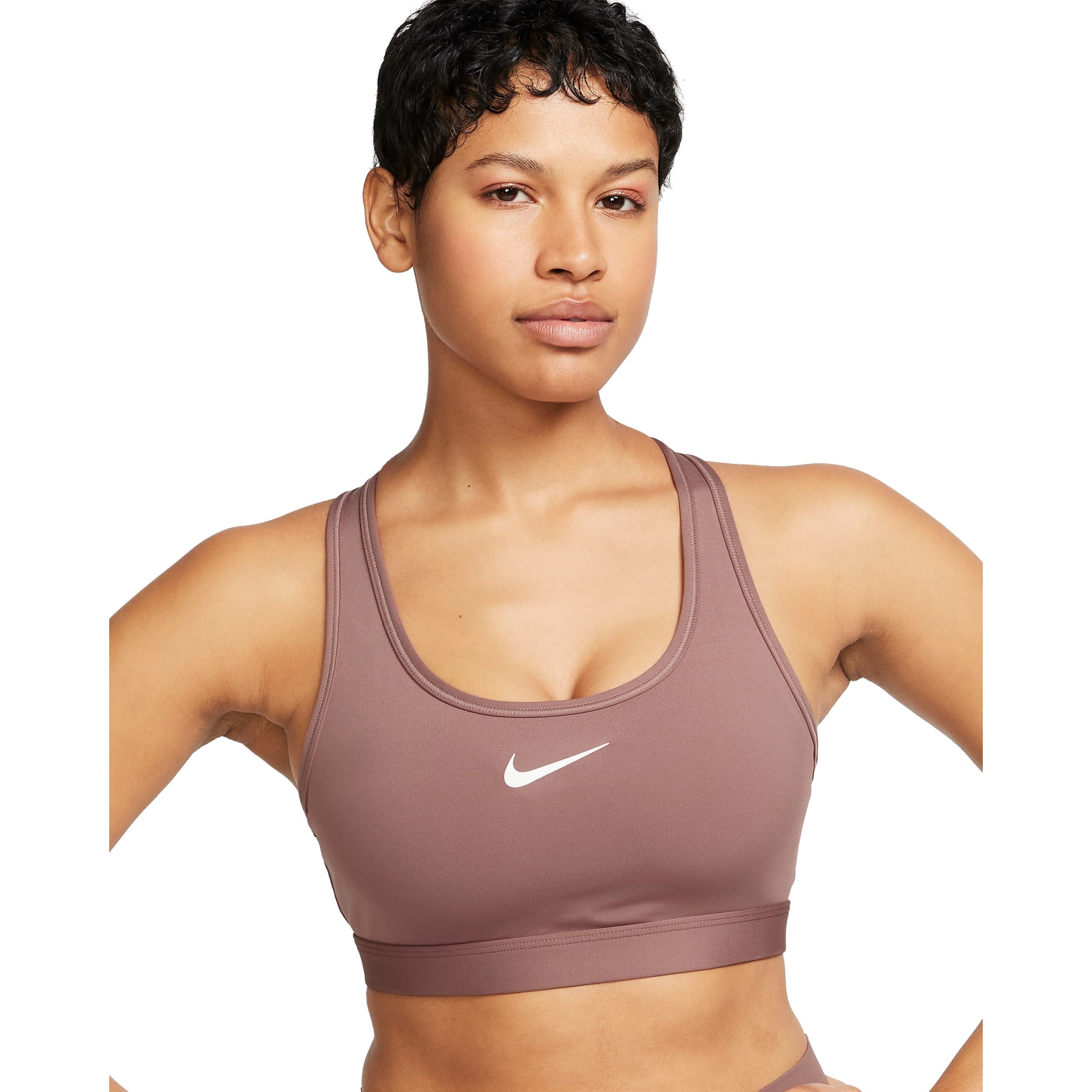 Produktbild von Nike Swoosh Medium Support Sport-BH mit Polster Damen - smokey mauve/white DX6821-208