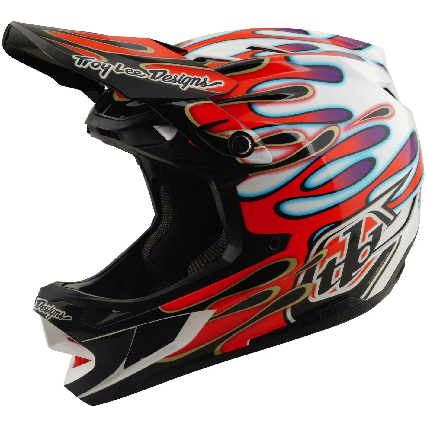 Troy Lee Designs D4 Composite MIPS Helmet - Overspray White/Red