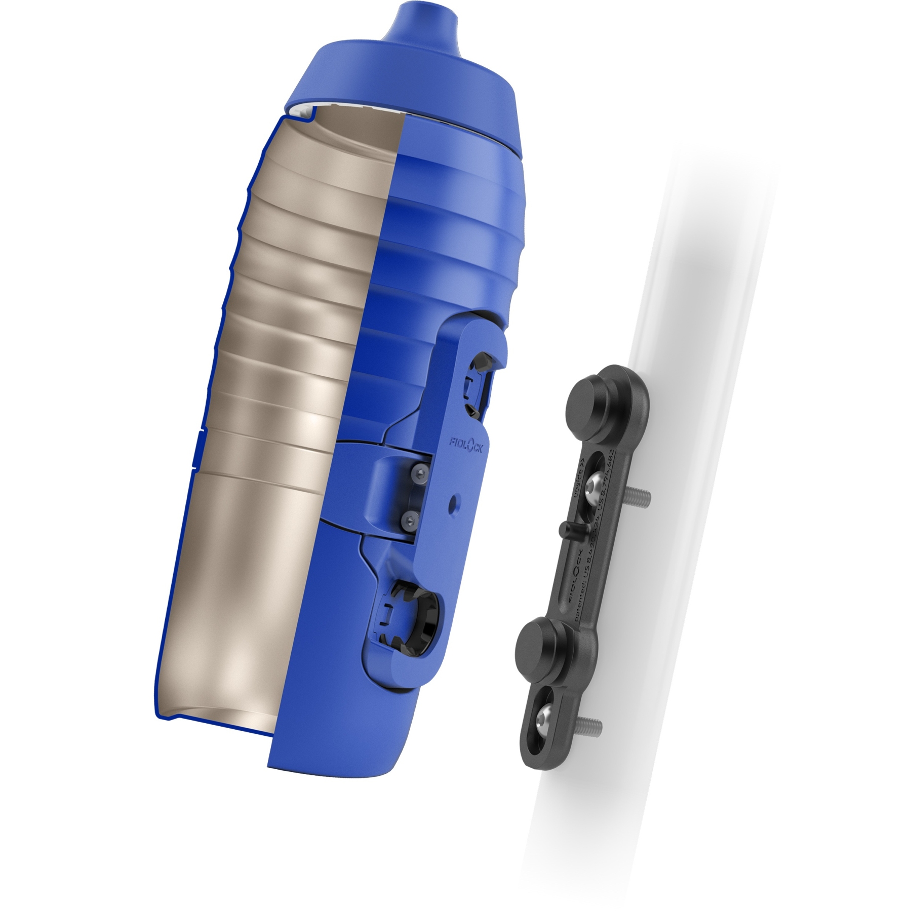 Fitnesshalter White & Blue inkl. Trinkflasche 0,75l. Magnetische Halterung  mit Handyhalter : : Handmade Produkte