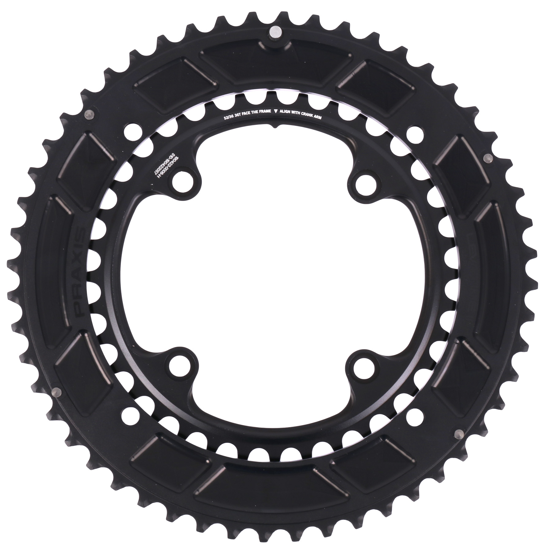 Picture of Praxis Works Chainring-Set X-Rings LT2 - Road | 10/11/12-speed - 52/36 Sprockets