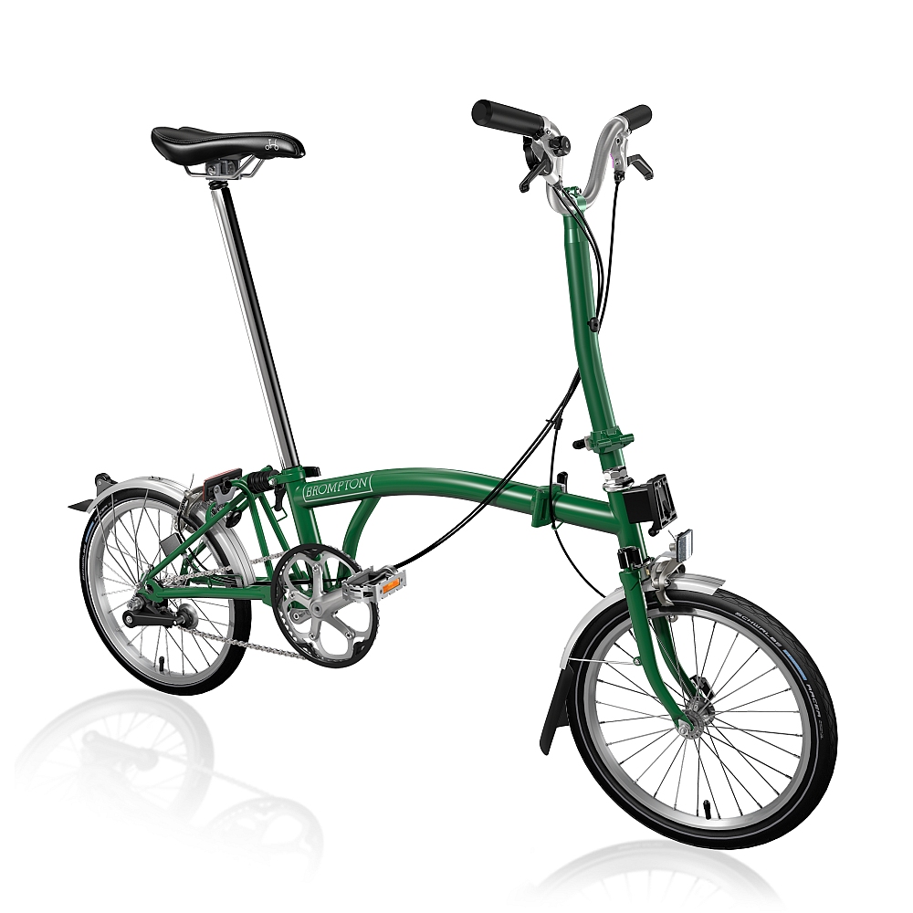 Picture of Brompton C Line Utility - 3-Speed - High Bar - Extended Seatpost - 16&quot; Folding Bike - 2023 - racing green matt