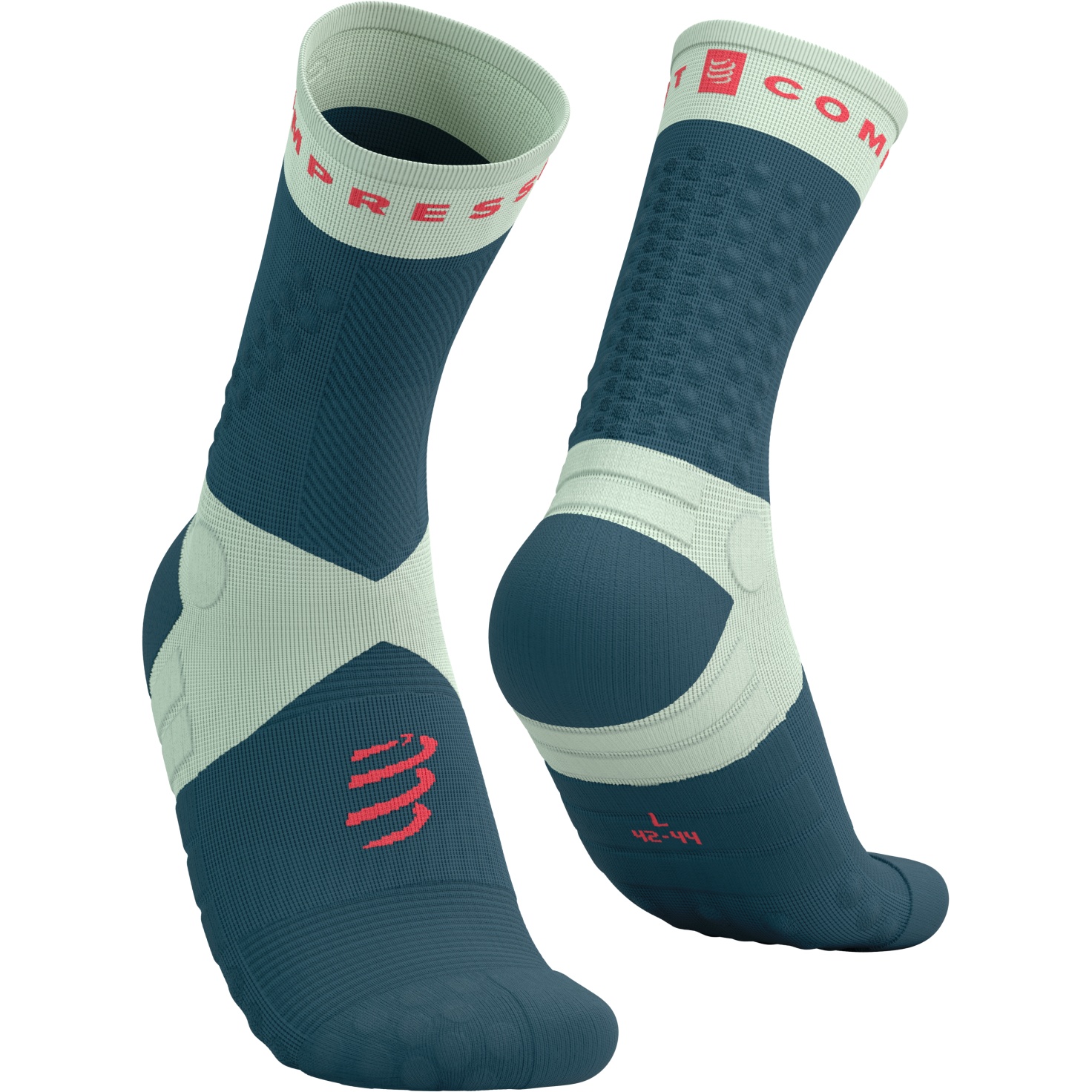 Produktbild von Compressport Ultra Trail Kompressionssocken v2.0 - stargazer/almost aqua/fluo red