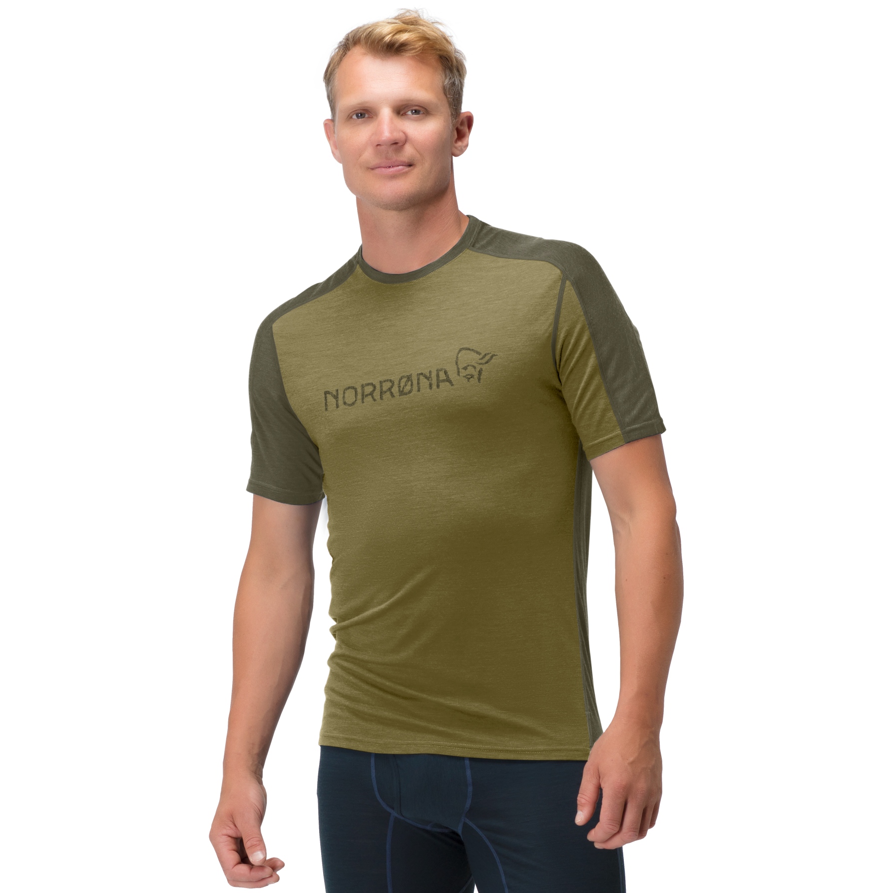 Image de Norrona T-Shirt Homme - falketind equaliser merino - Olive Drab/Olive Night