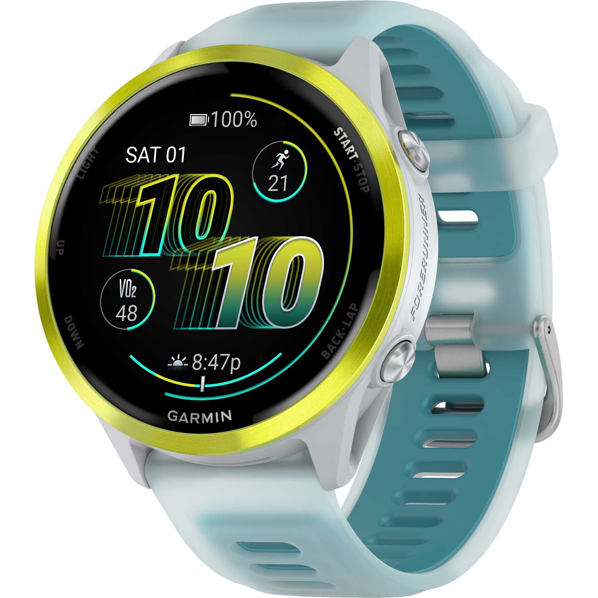 Produktbild von Garmin Forerunner 570 GPS Smartwatch - 47mm - Steinweiss/Amp Yellow