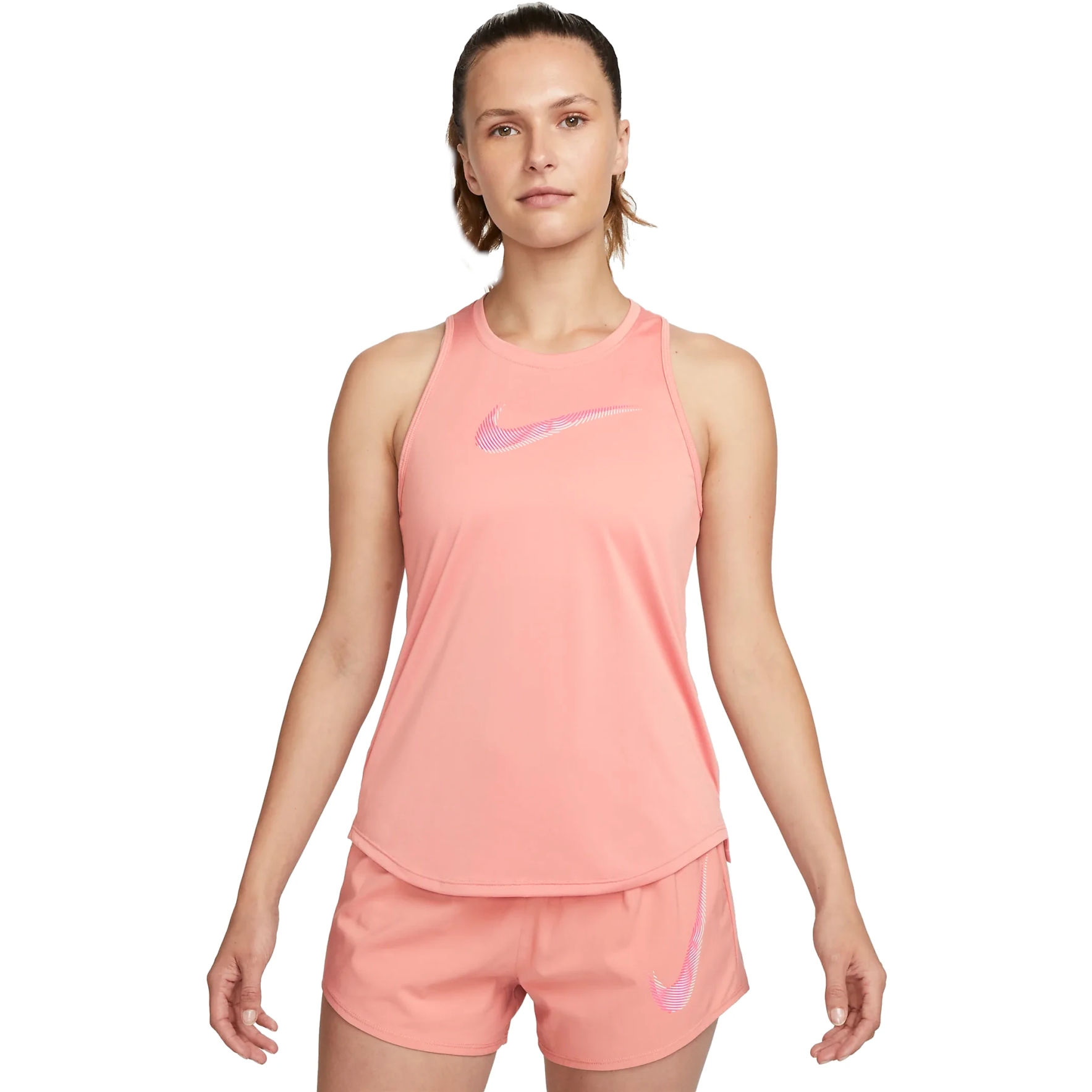 Produktbild von Nike Dri-FIT Swoosh Damen-Lauf-Tanktop - red stardust/fierce pink FB4914-618