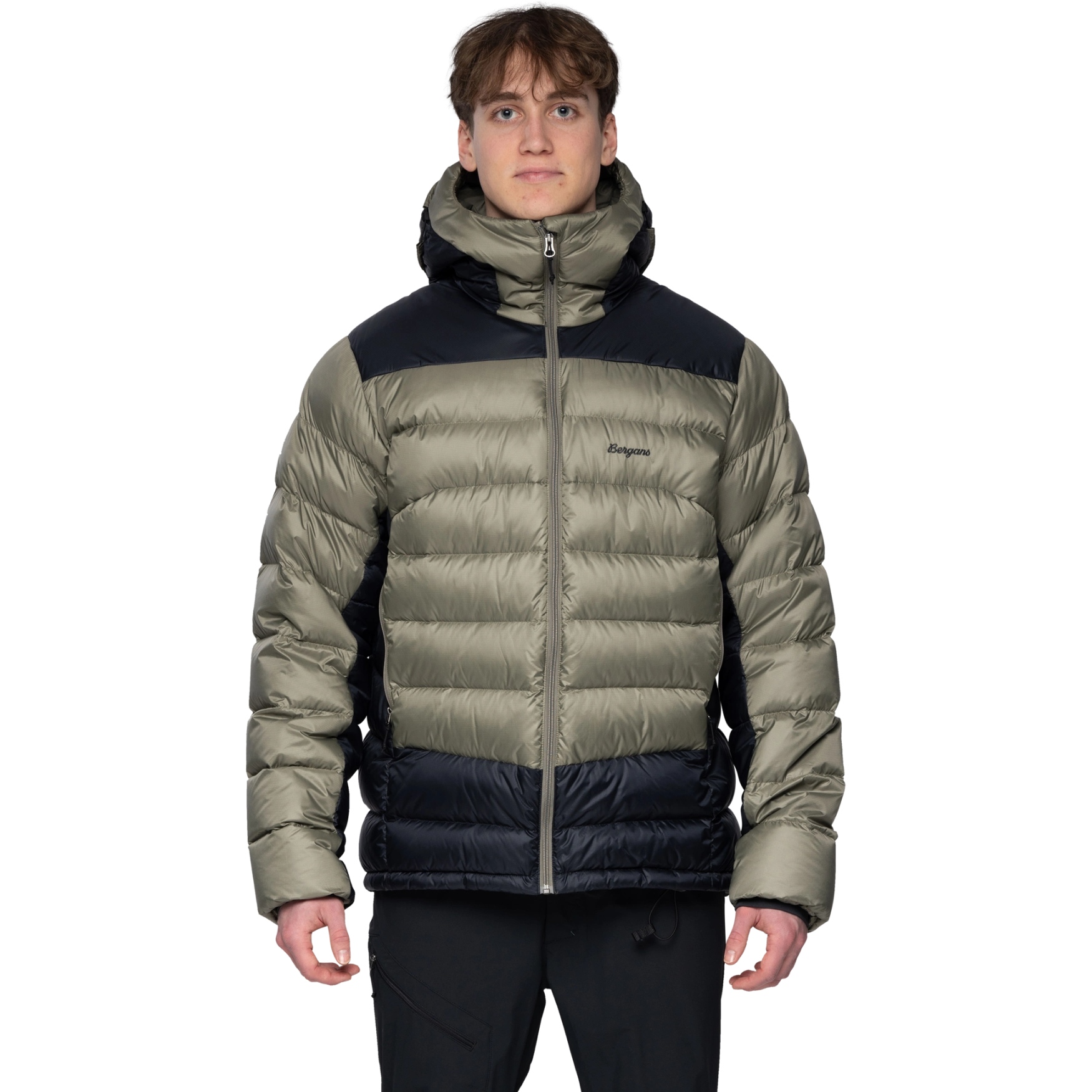 Мужской пуховик Bergans Vaagaa Allround - грязно-зеленый/черный