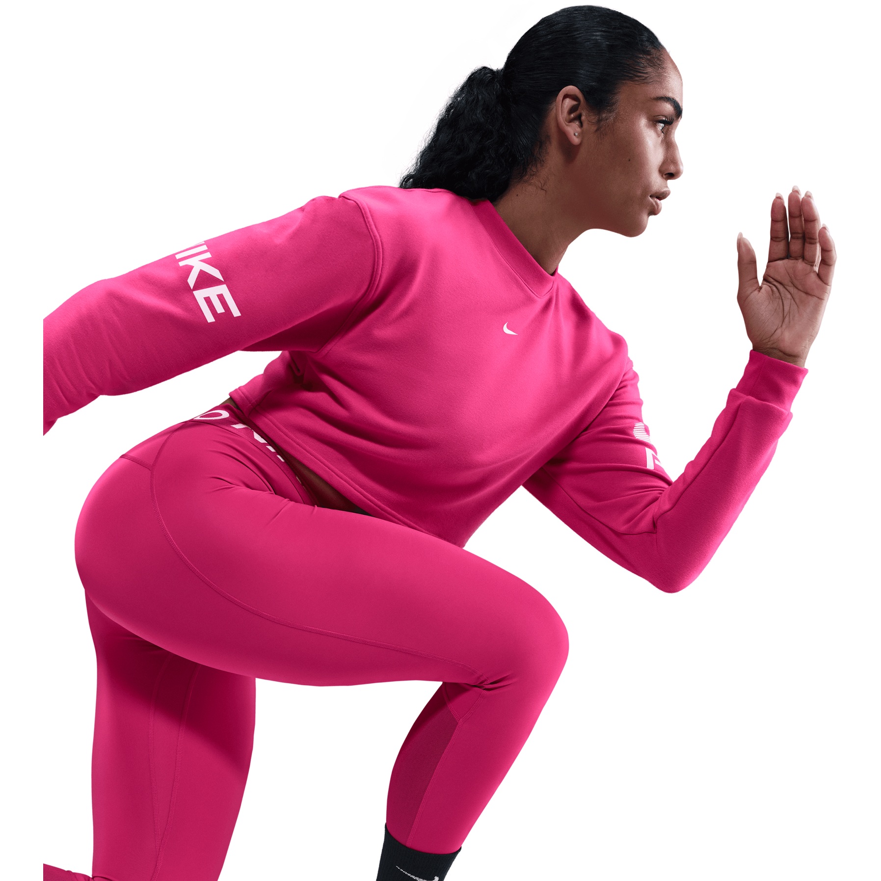 Nike Pro Dri-FIT French-Terry-Sweatshirt Dames - rush pink/pink