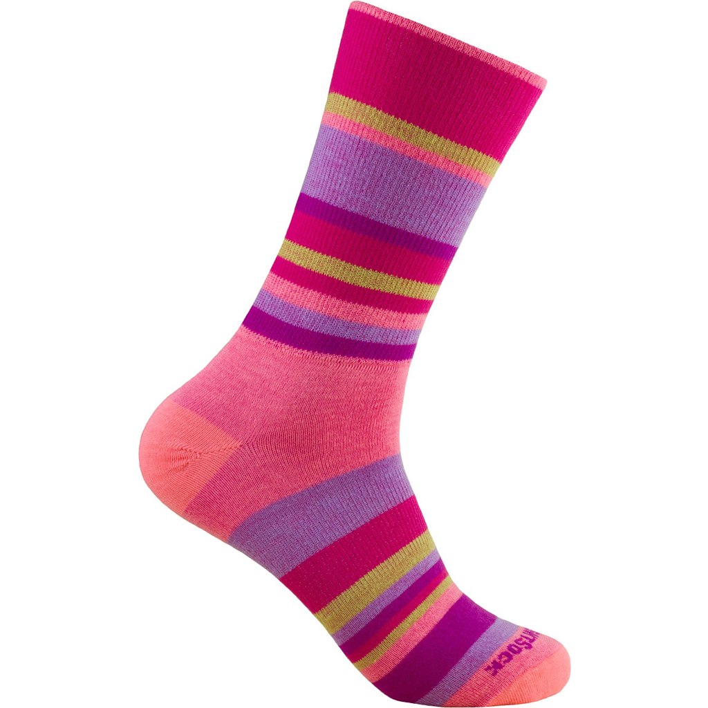 Picture of WRIGHTSOCK Stride Crew Double Layer Socks - pink stripes - 826-58