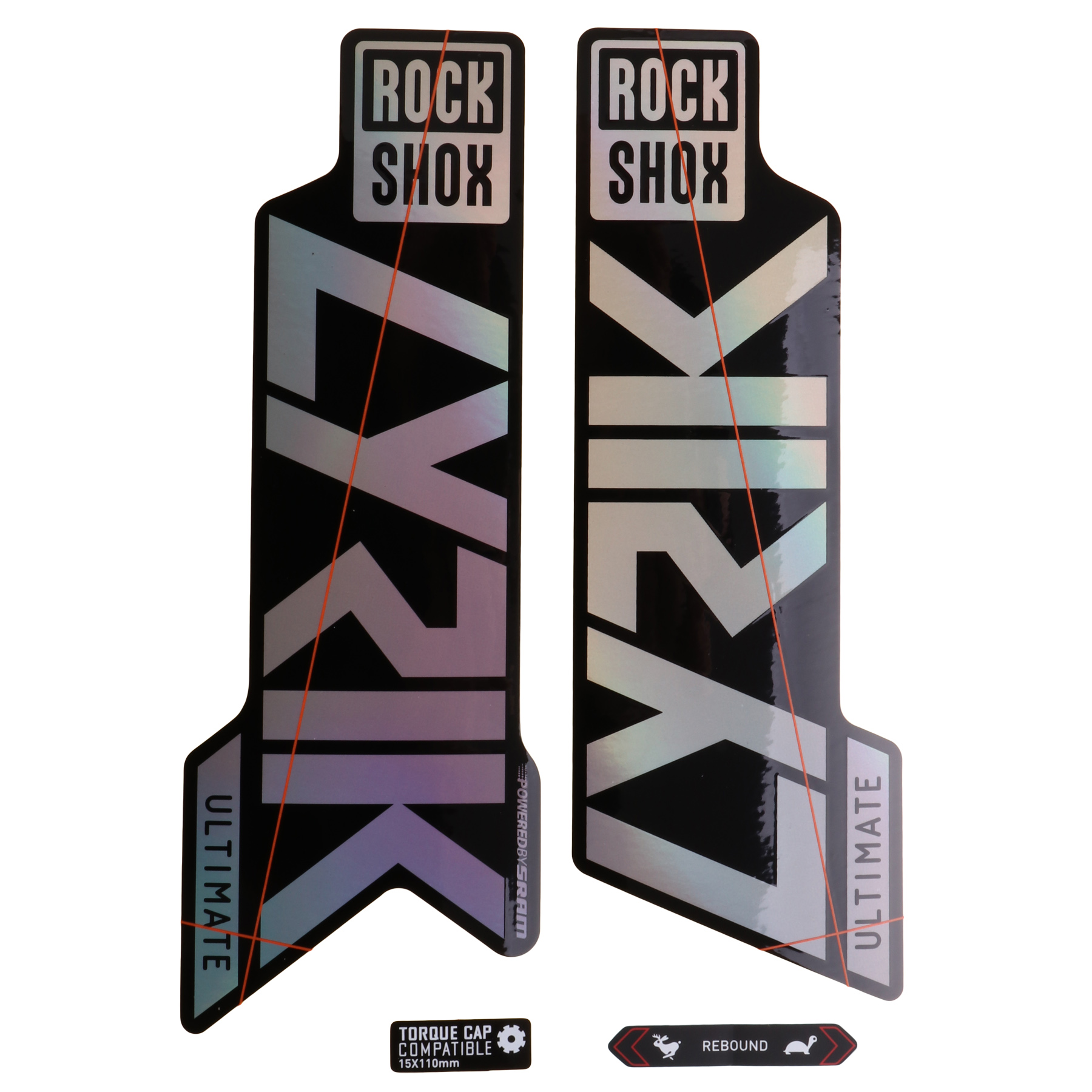 Produktbild von RockShox Decal Kit für 27.5/29&quot; Lyrik Ultimate - gloss rainbow foil für high gloss black (2021)