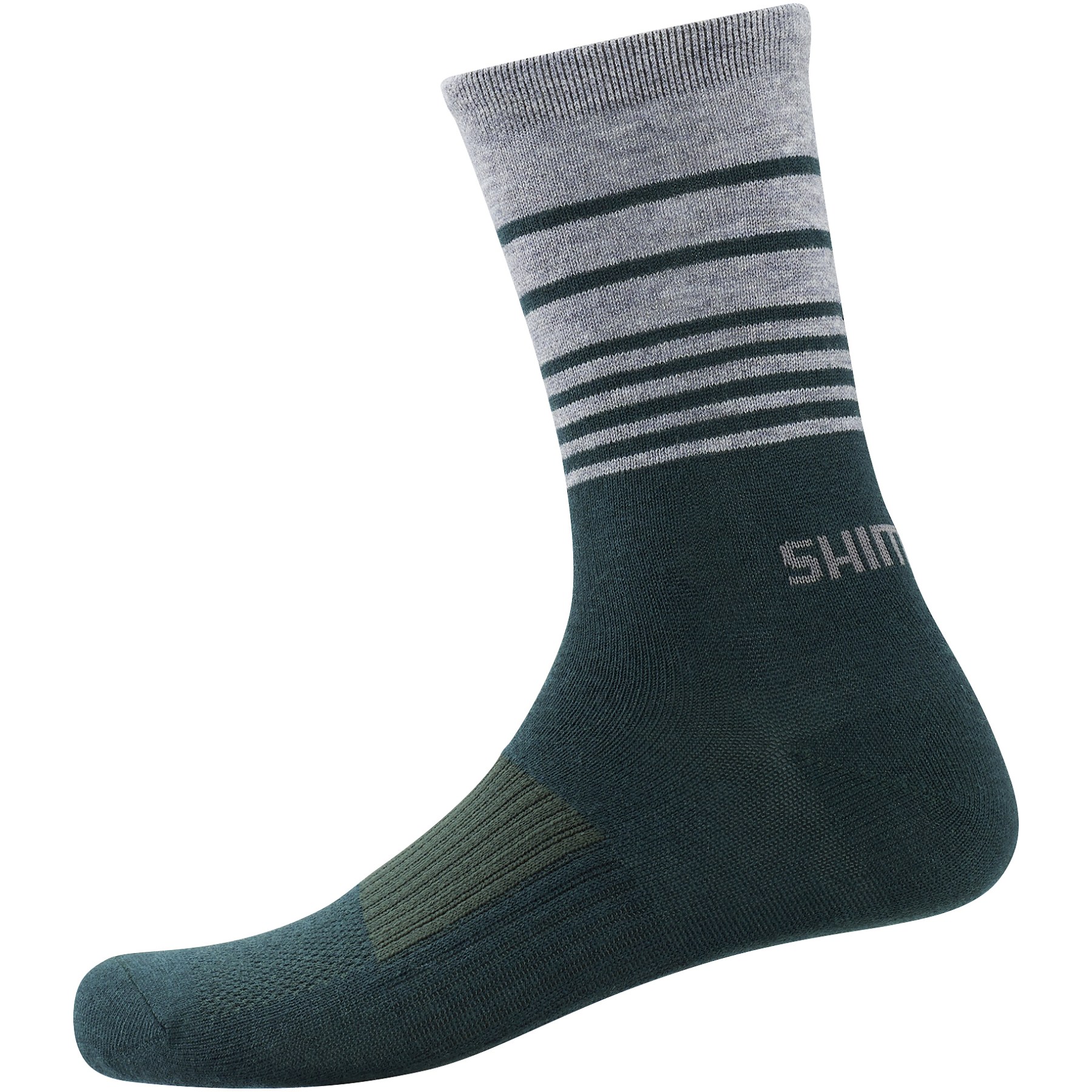 Produktbild von Shimano Original Wool Tall Radsocken - dark green stripes
