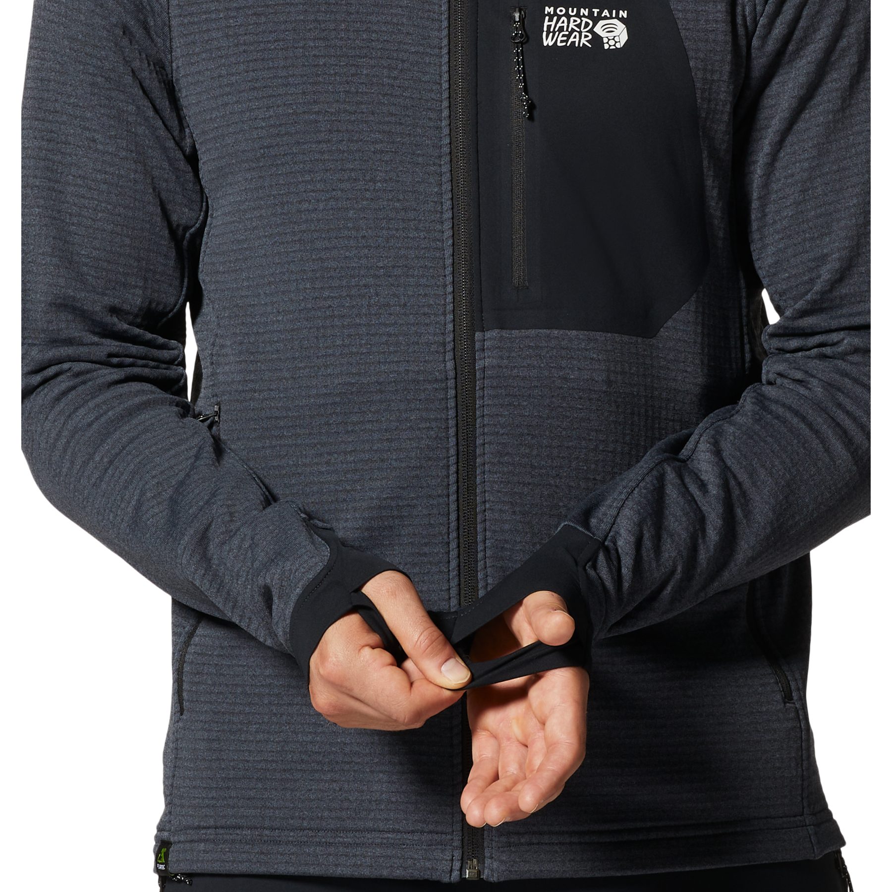 Mountain Hardwear Men's Polartec Power Grid Full-Zip Hoodie, XL, Black