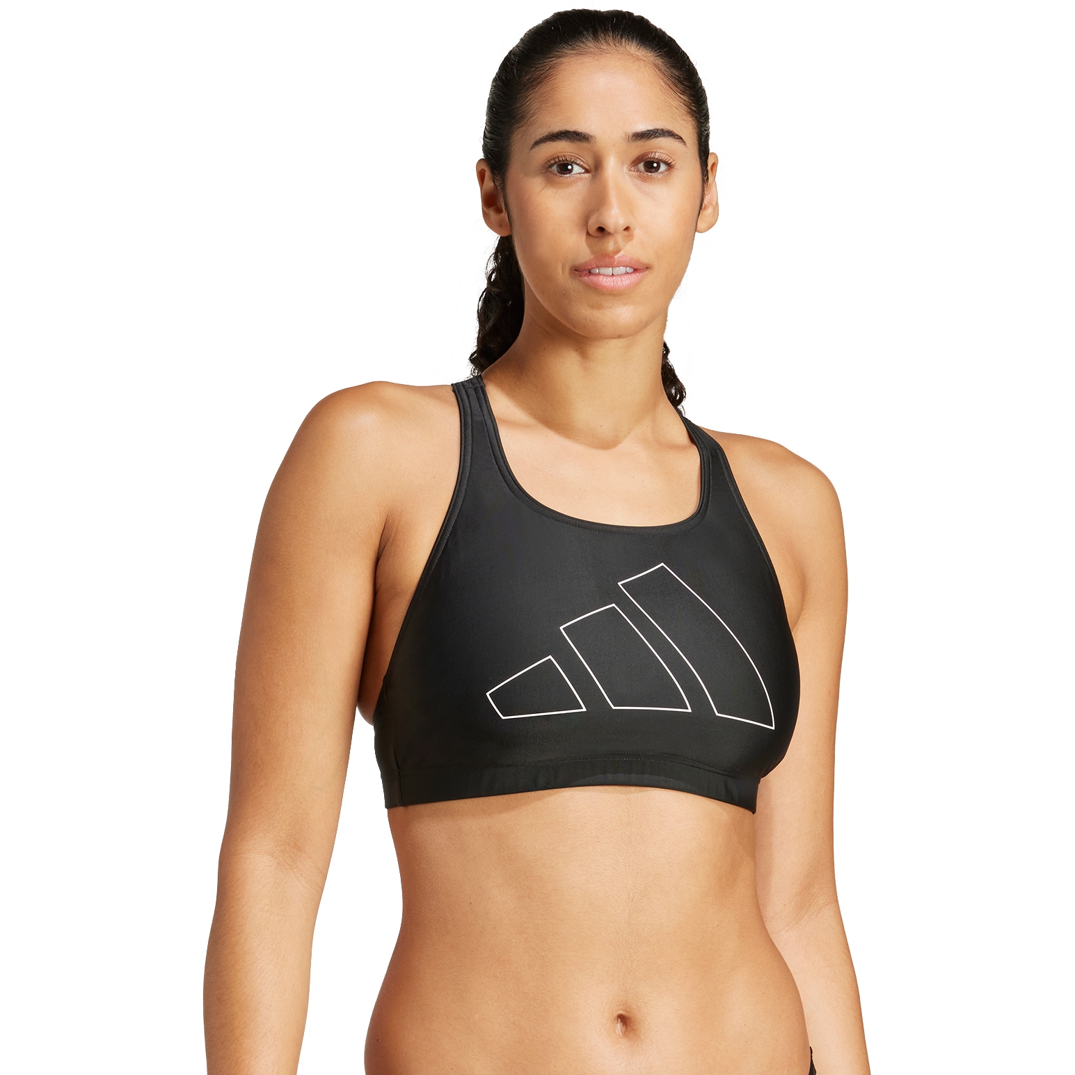 Produktbild von adidas Big Bars Y-Back Bikini-Oberteil Damen - schwarz/weiß JJ2169