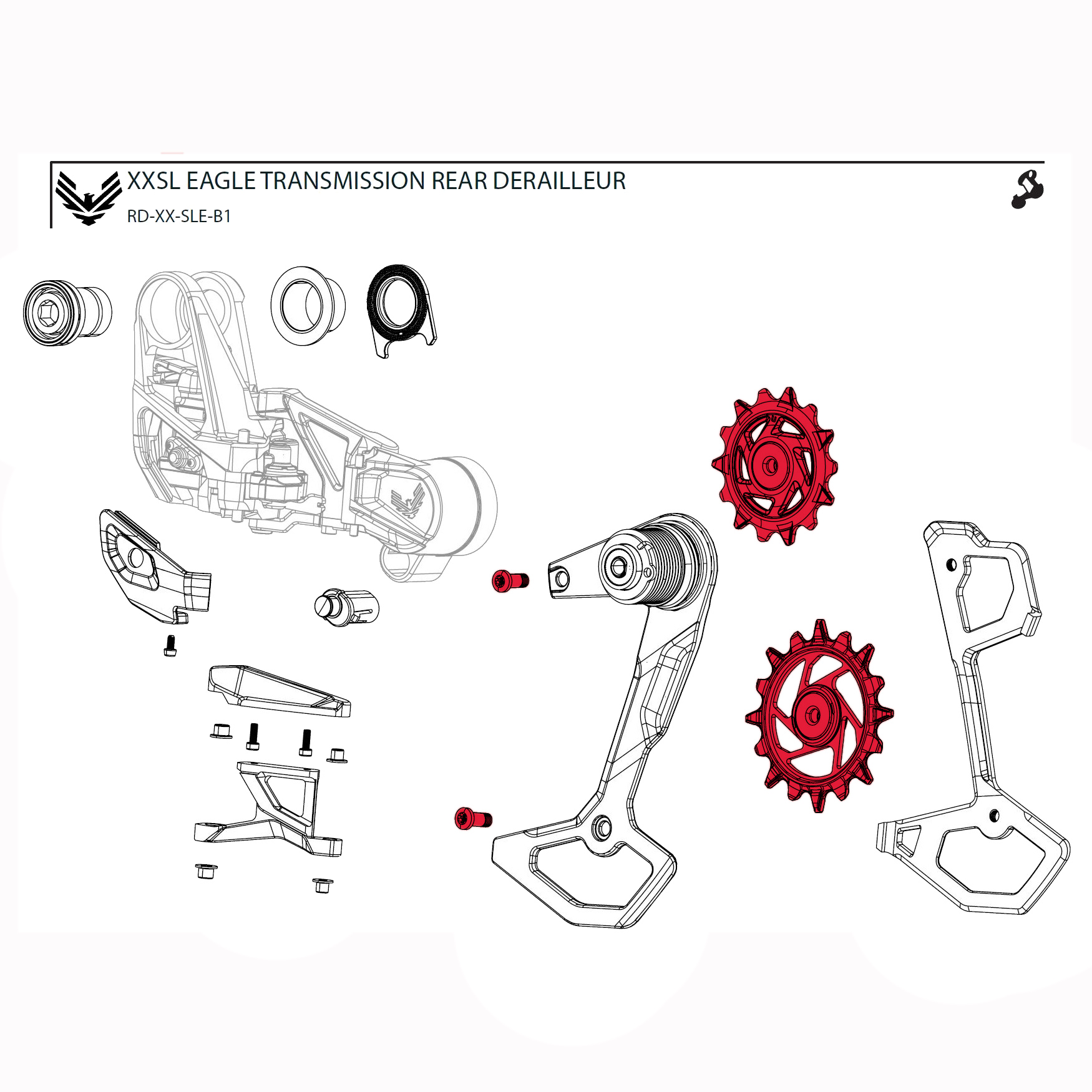 Produktbild von SRAM Schaltungsrädchen Kit für XX SL Eagle Schaltwerk - AXS | T-Type | B1 - 11.7518.104.006