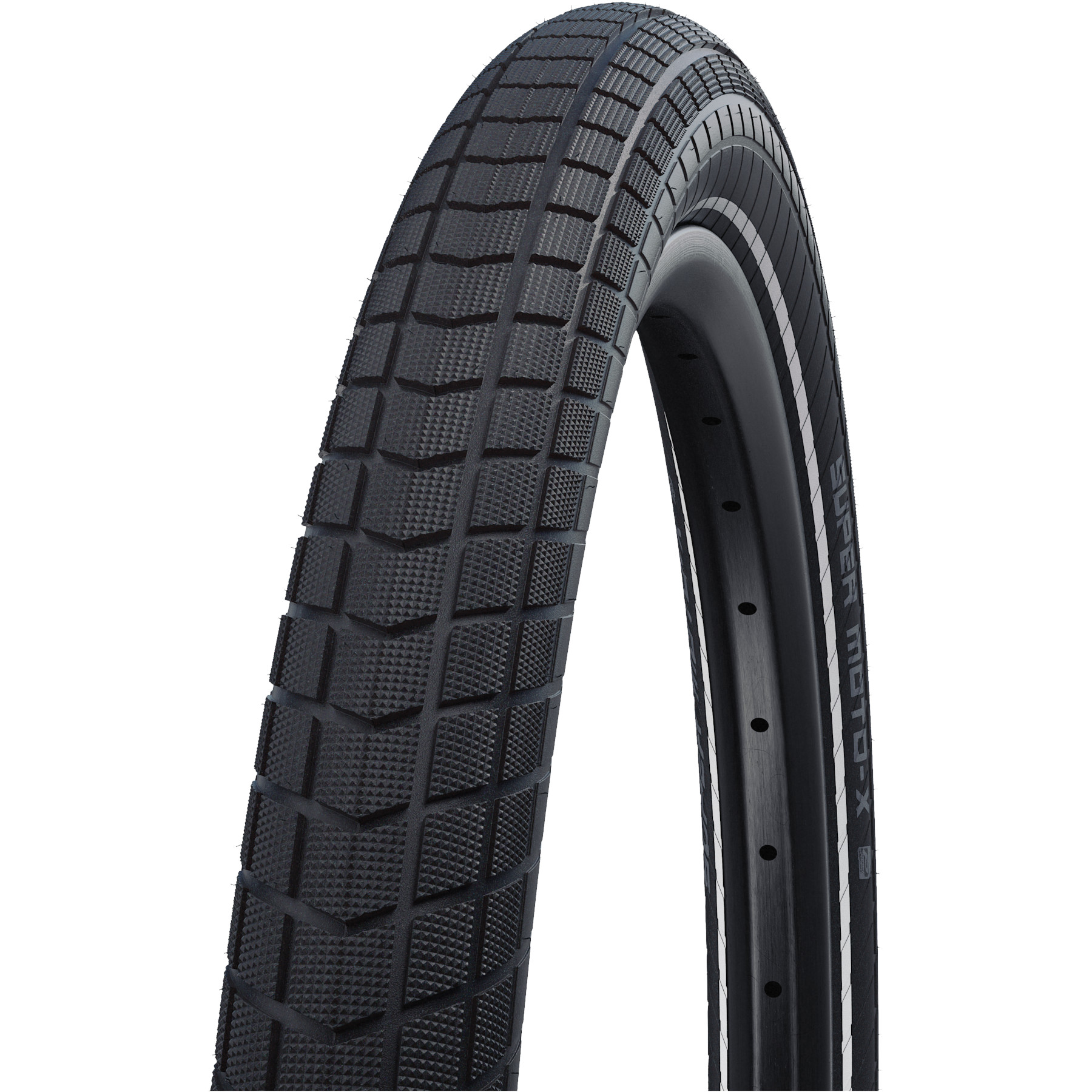 Picture of Schwalbe Super Moto-X Wire Bead Tire - Performance | Addix | DD - Green Guard | ECE-R75 - 26x2.40&quot; | Black Reflex