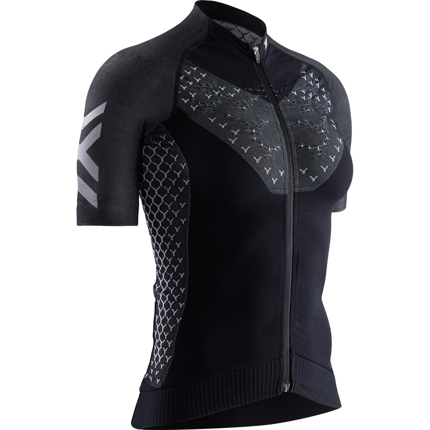 Image of X-Bionic TWYCE 4.0 Bike Full Zip Short Sleeves Shirt for Women - opal black/arctic white
