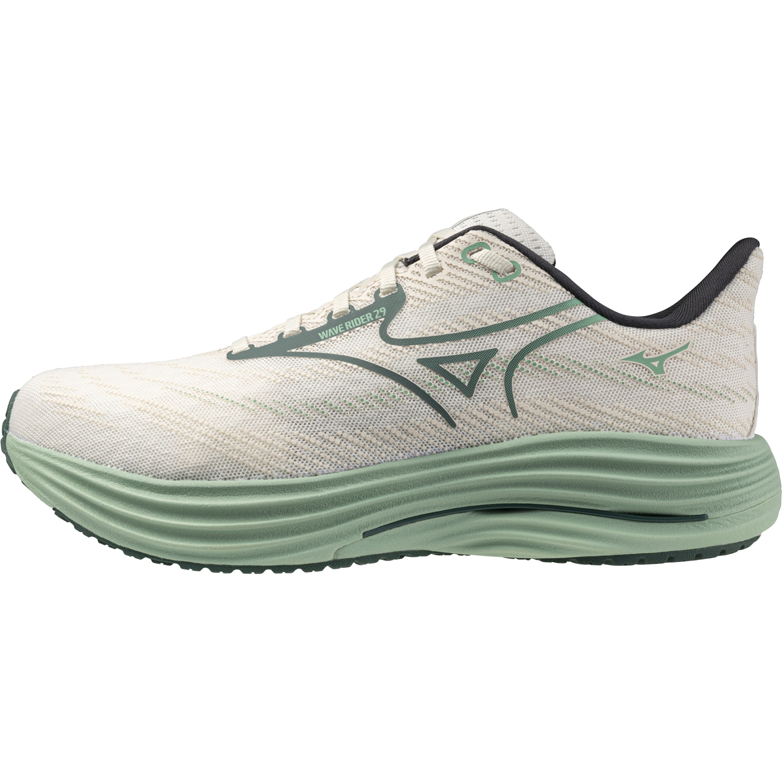 Produktbild von Mizuno Wave Rider 29 Laufschuhe Herren - Snow White/Bistro Green/Creme de Menthe