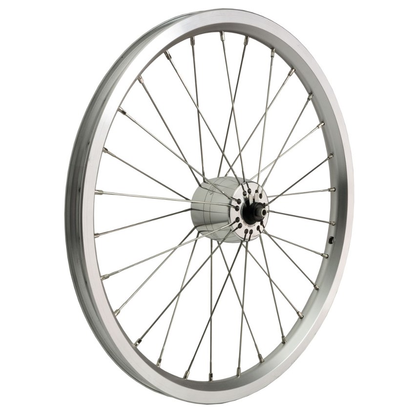 Picture of SON - 16 Inches - Front Wheel with XS Hub Dynamo for Brompton - Clincher - 28 Spokes - 8x74mm - silver