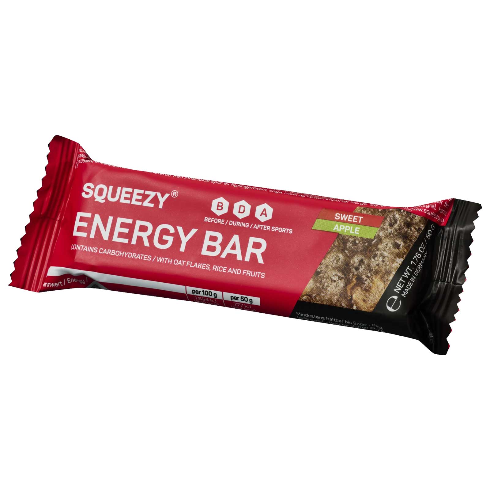 Productfoto van Squeezy Energy Bar Apple - Koolhydraatreep - 5x50g