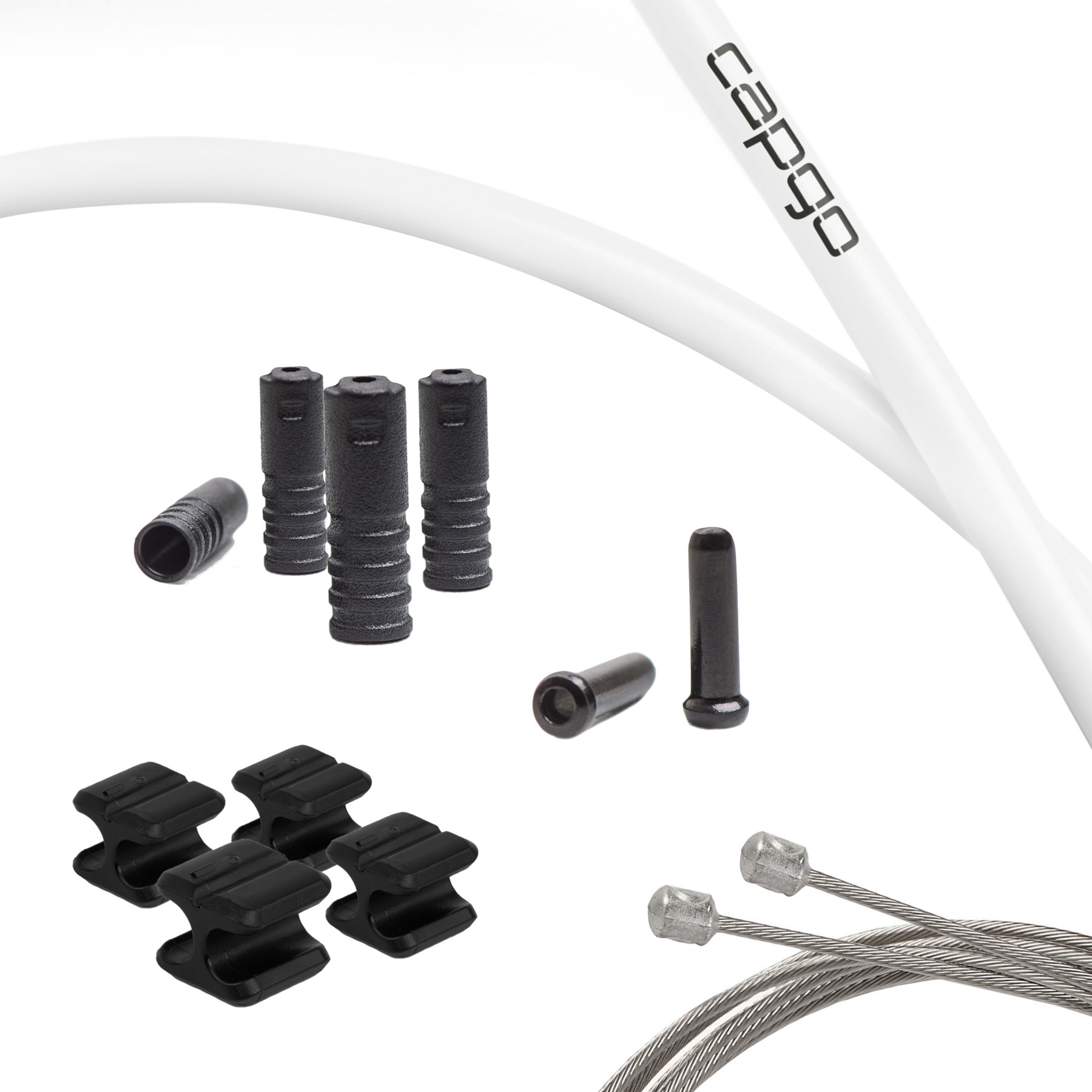 Image of capgo Shift Cable Set - Blue Line | Double (2x) - Road (Campagnolo) | white
