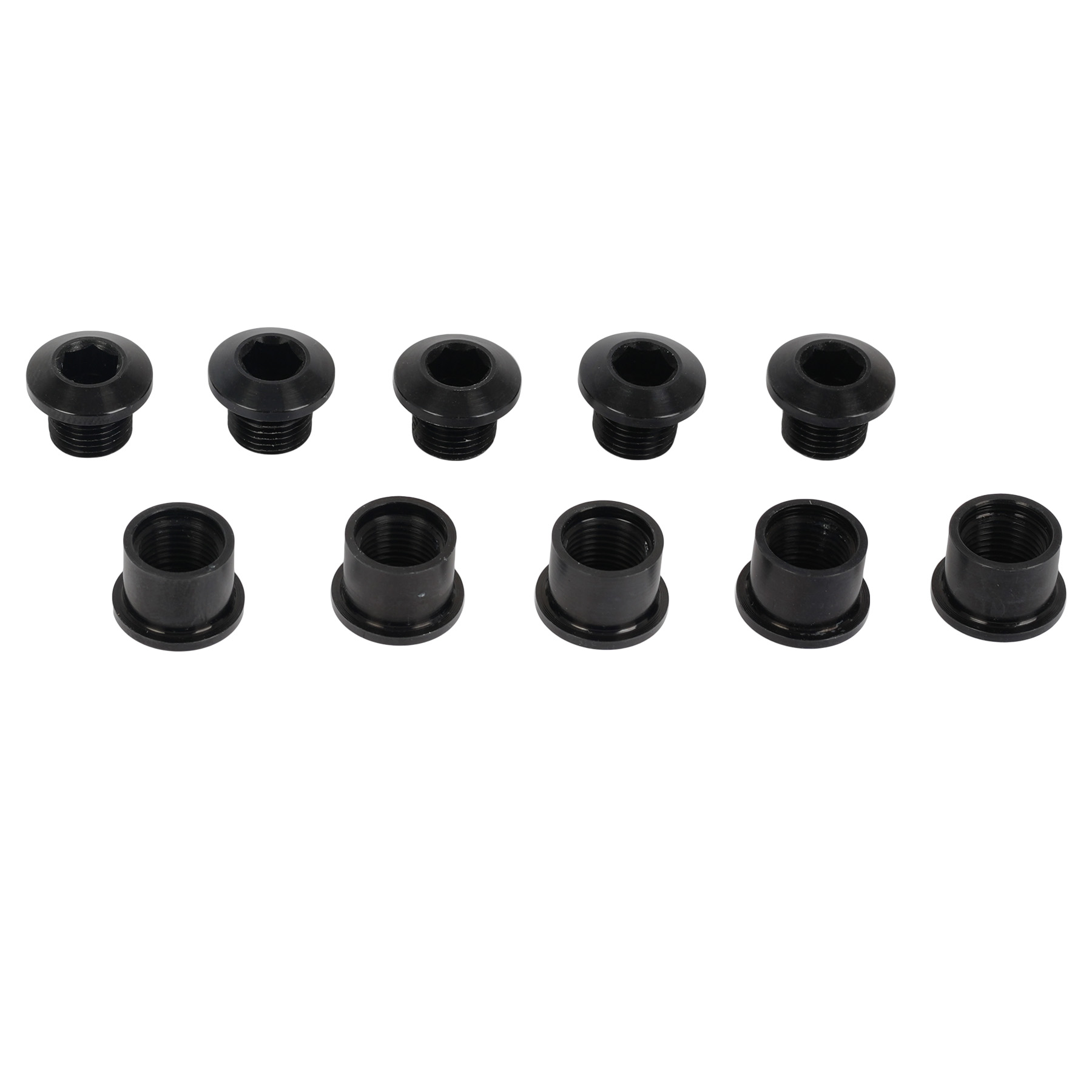 Комплект болтов для крепления цепи Alugear - 5x BCD | M8 x 6,5 мм | вкл. Гайки (7 мм) - черные