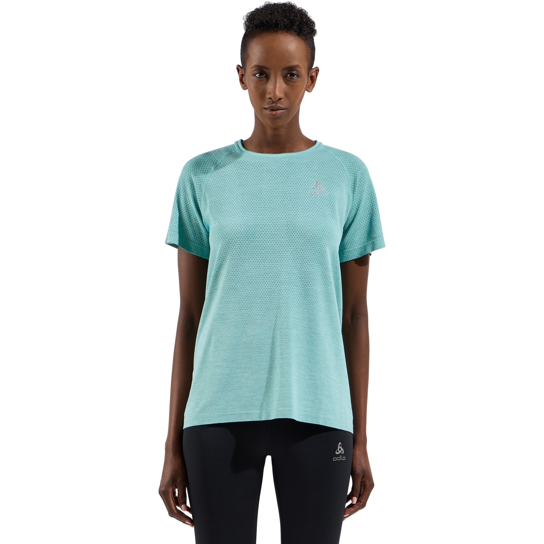 Picture of Odlo Essentials Seamless Running T-Shirt Women - aqua haze melange