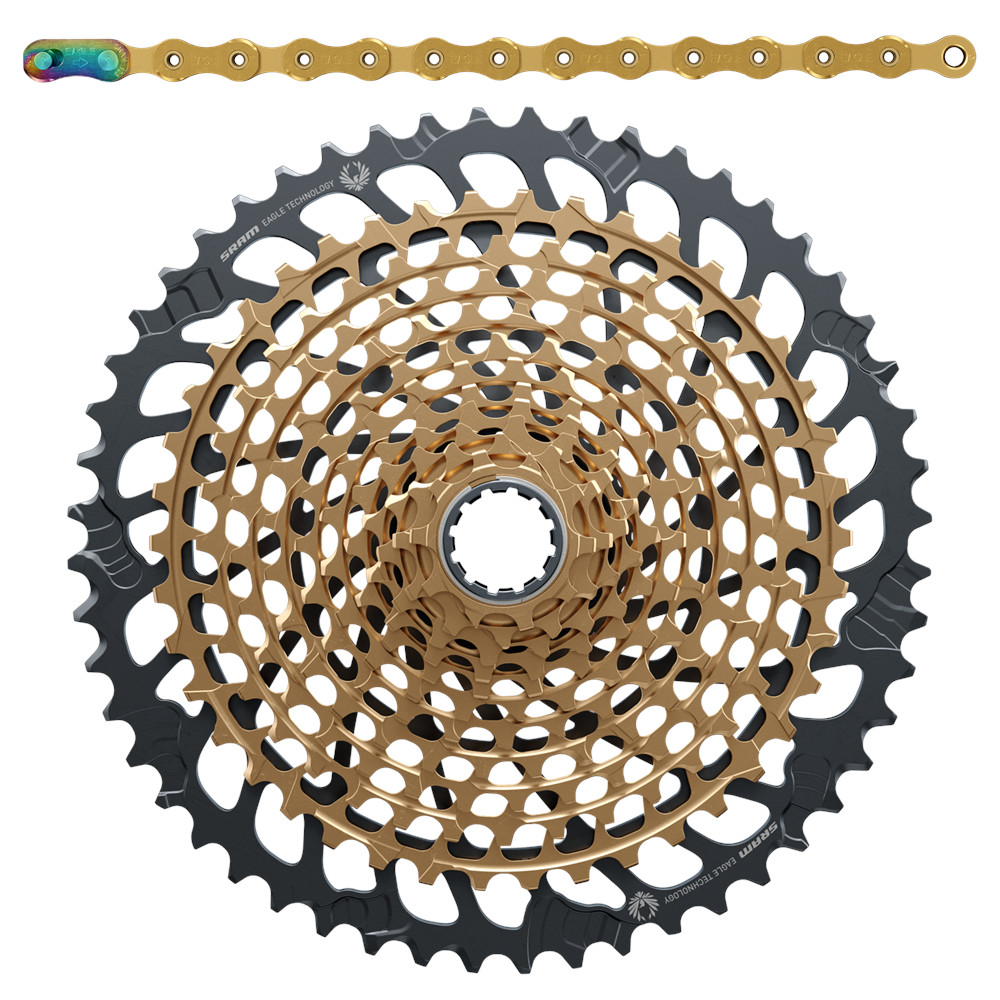 Image of SRAM XX1 Eagle Wear and Tear -Set with Chain and XG-1299 Cassette - 52 teeth - gold