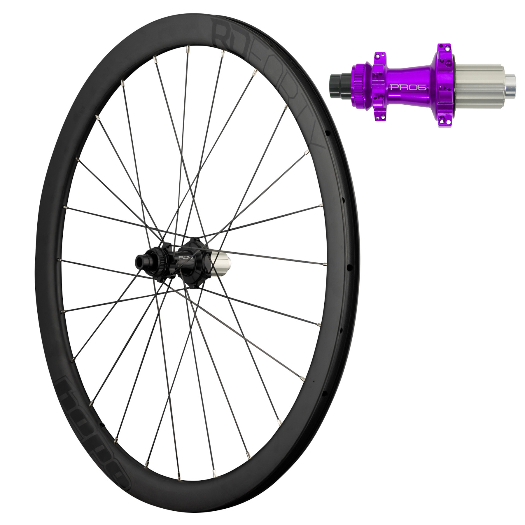 Produktbild von Hope RD40 Pro 5 Straight Pull Hinterrad - 28&quot; | Carbon | Clincher | 24-Loch | Centerlock - 12x142mm - HG | violett