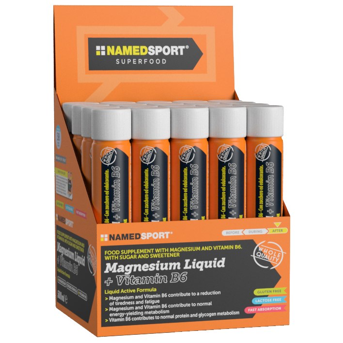 Photo produit de NAMEDSPORT Magnesium Liquid + Vitamin B6 - Complément Alimentaire - 20x25ml