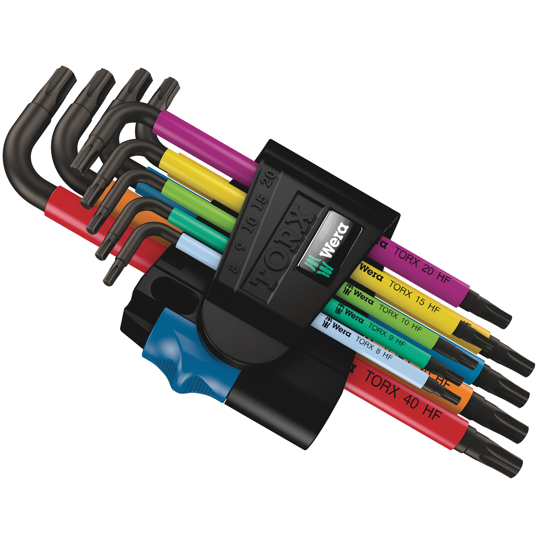 Produktbild von Wera 967/9 TX Multicolour HF 1 - Winkelschlüsselsatz Torx mit Haltefunktion - 9 Teile