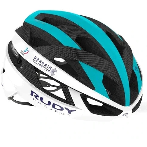 Produktbild von Rudy Project Rebel Helm - Team Bahrain Victorious 2025 - White/Bluegreen Glossy