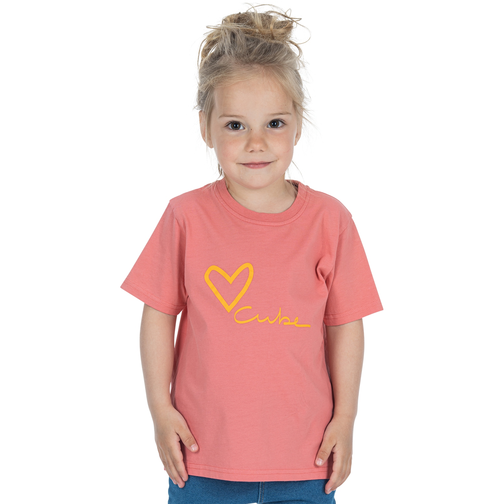 Picture of CUBE Organic Bicycle Love T-Shirt Kids - coral